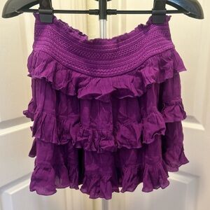 Free People Purple Ruffled Mini Skirt
